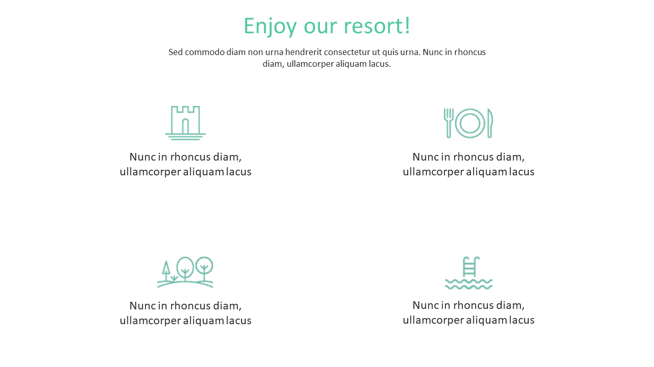 Free - Amazing Resort PowerPoint Template PPT Slide - Four Nodes